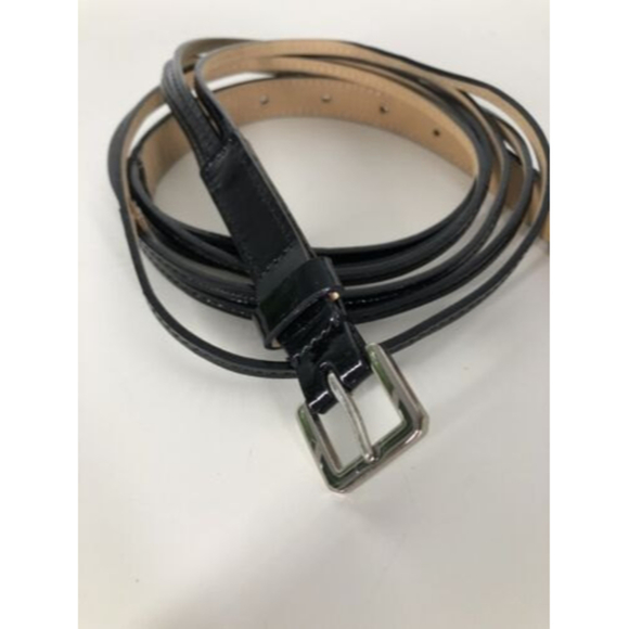 J.Crew Belt L Large Black Patent Leather Skinny Strips Ladies - Picture 2 of 5